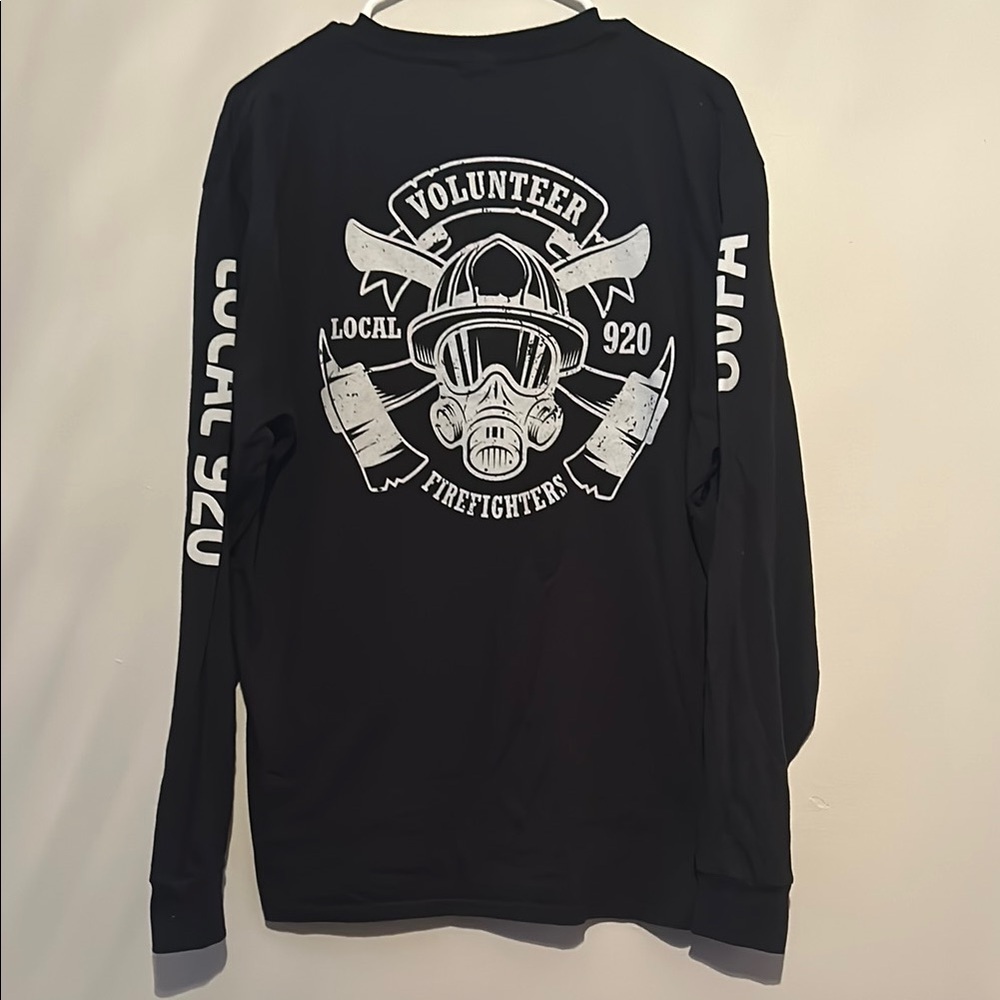 Firefighter Black Long Sleeve Tee with Graphic Design